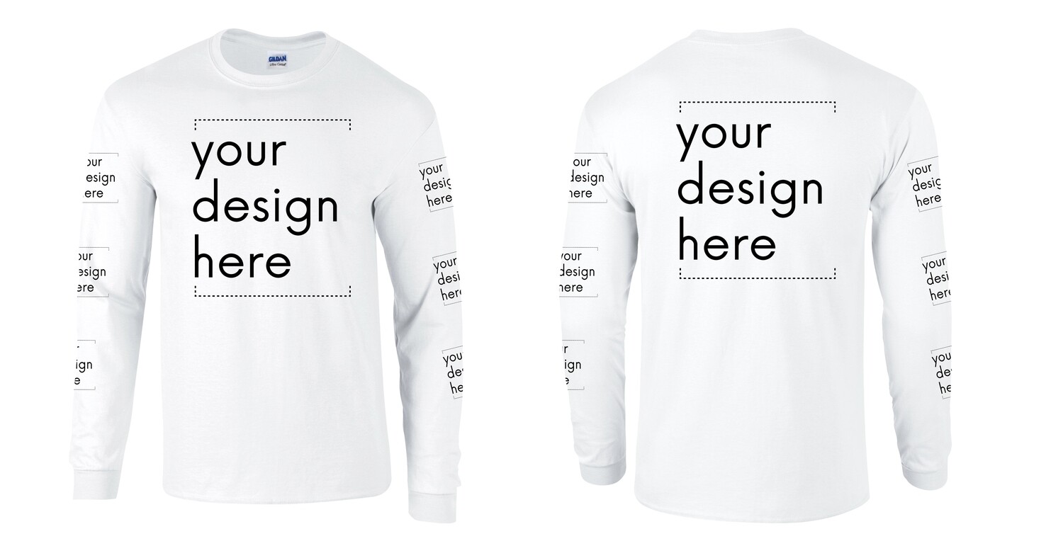 25 Long sleeve t-shirt, 1 Colour Front, Back & Sleeve Screen Print.