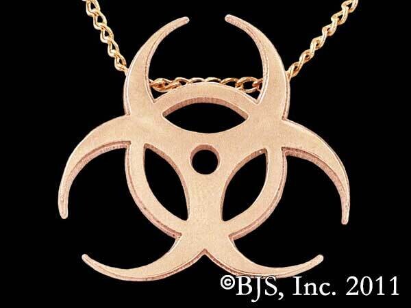 Yellow Bronze Biohazard Necklace