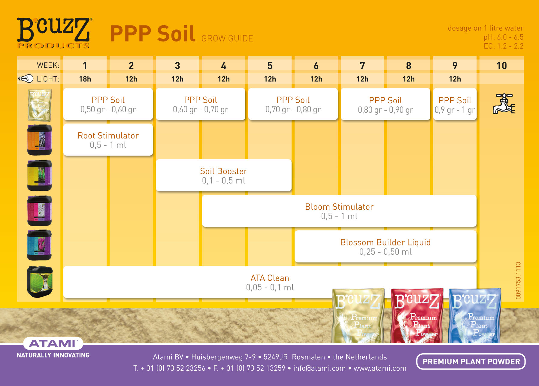 Atami - B'cuzz Premium Plant Powder Soil (сухое удобрение для выращивания в земле)