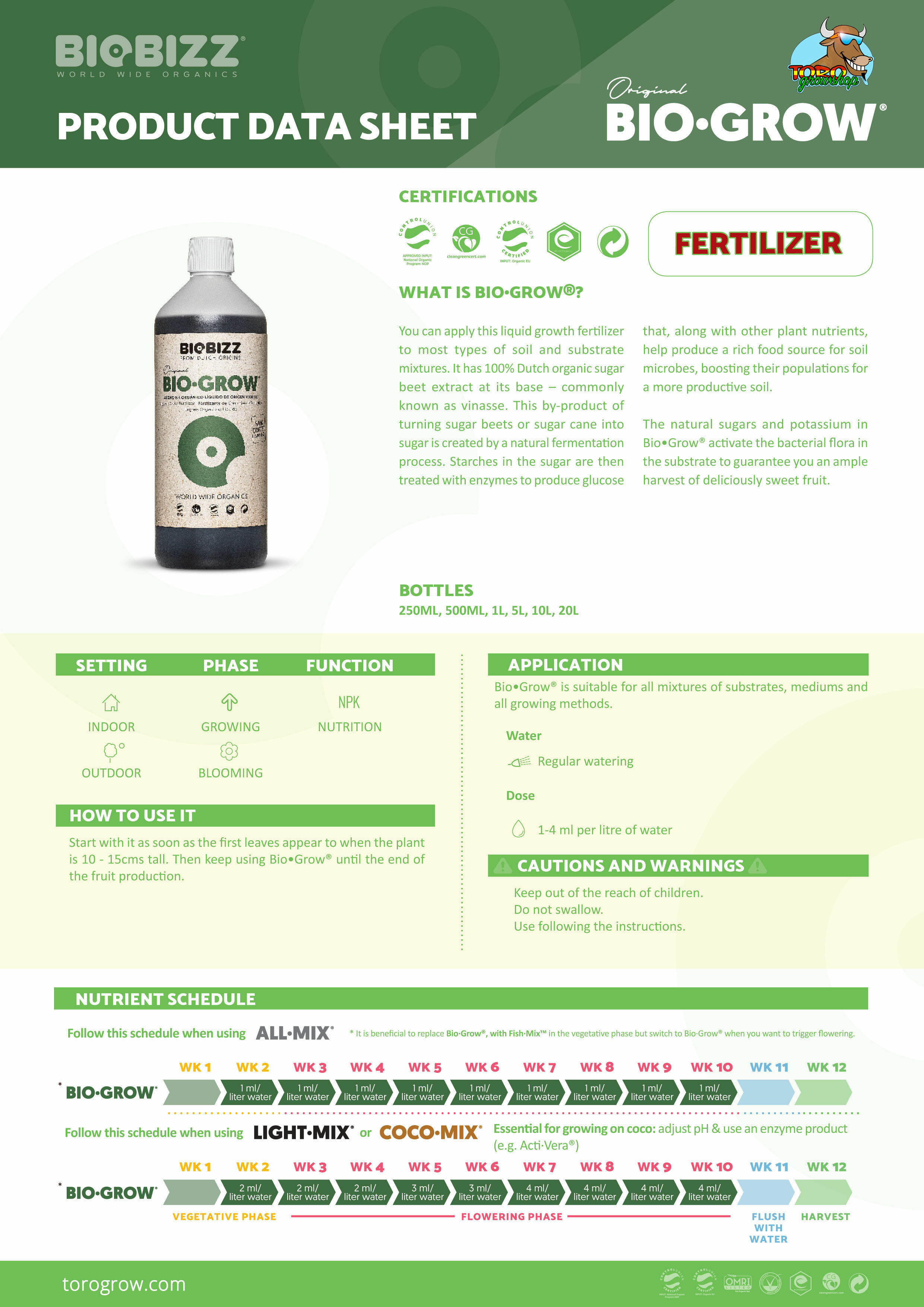 Bio Bizz - Bio Grow (органическое удобрение для стадии роста)