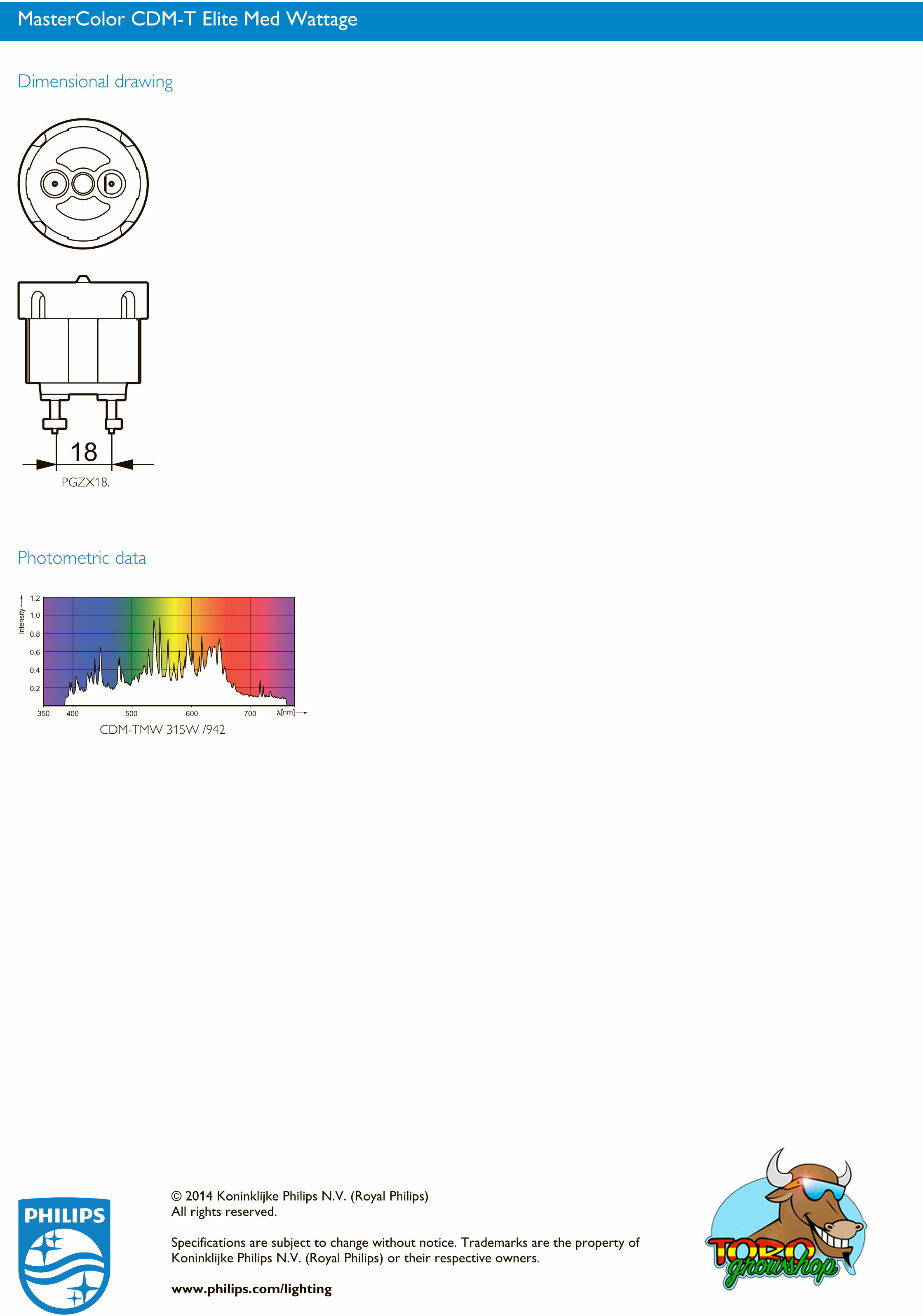 Philips MasterColor CDM-TP MW 315W 4200K (LEC/CDM/CMH лампа)