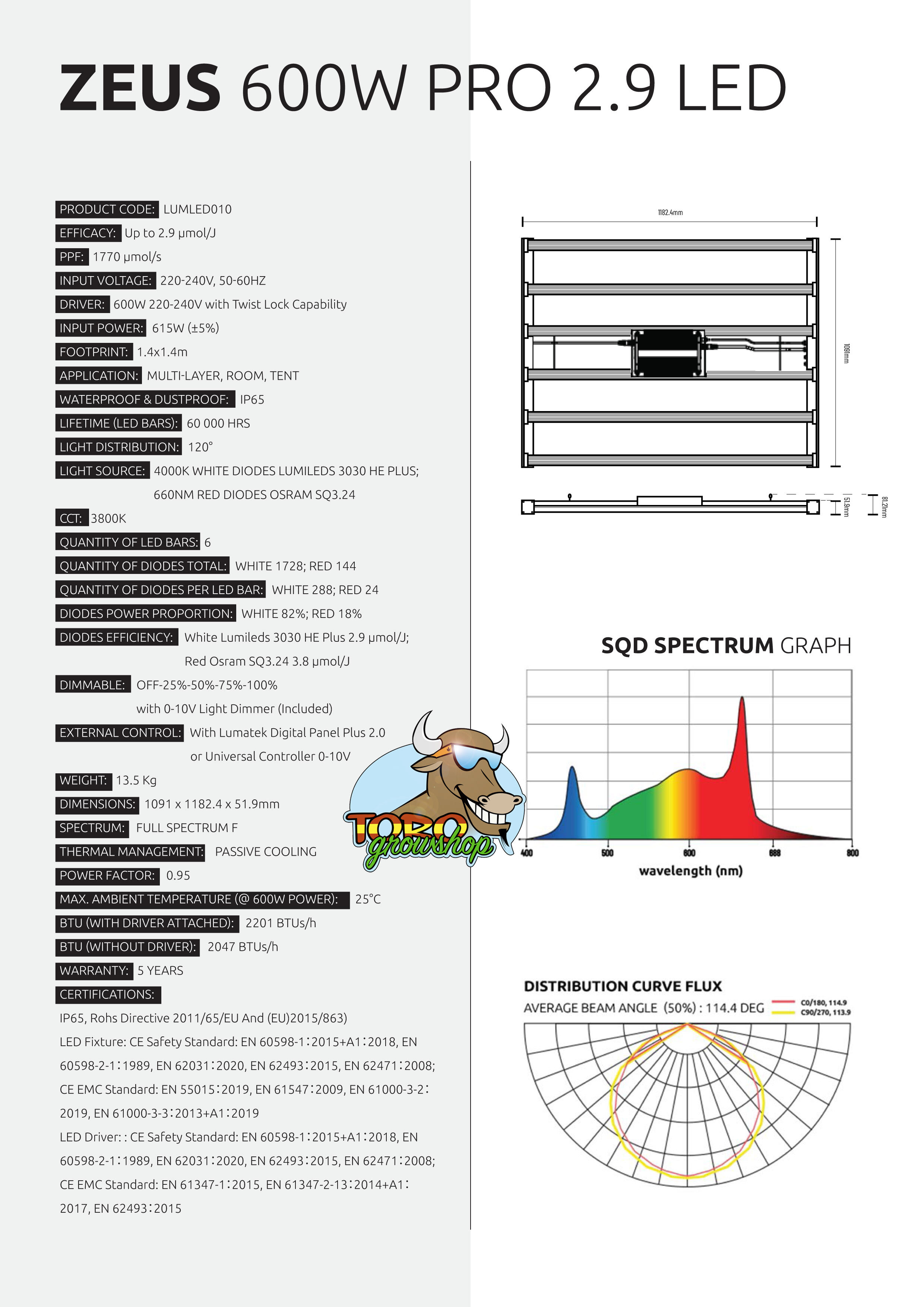 LED система Lumatek Zeus 600W Pro 2.9 LED