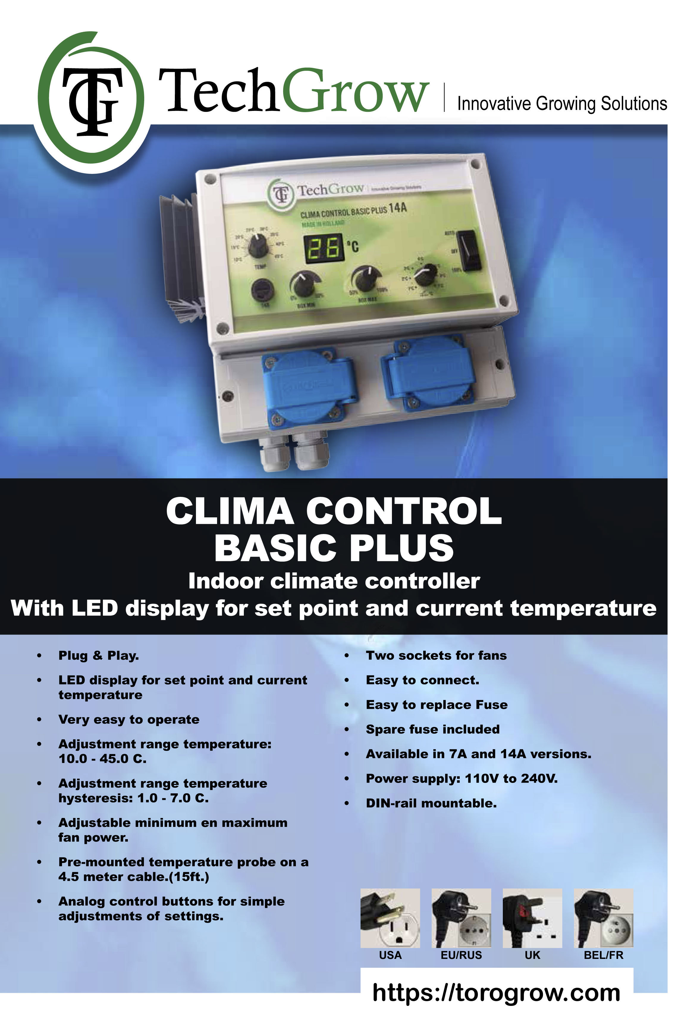 TechGrow Clima Control Basic Plus (климат-контроллер для гроубоксов и теплиц)