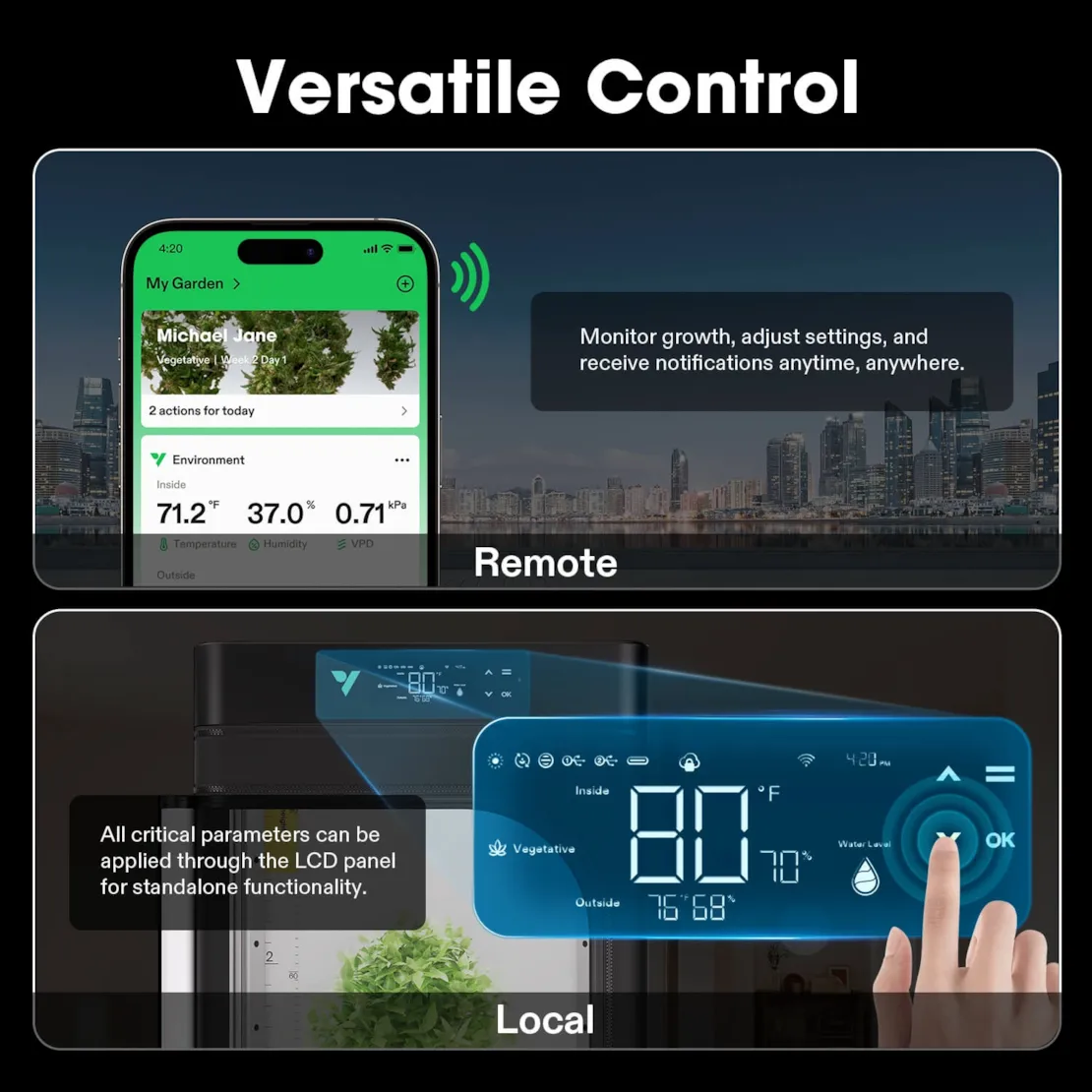 VGrow Smart Grow Box - комплект "все в одном" для выращивания куста (45.7x45.7x121.9 см.)