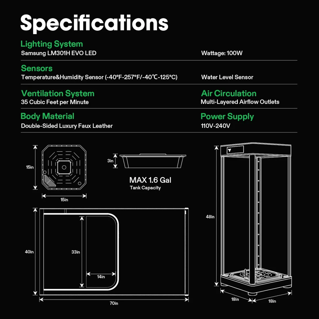 VGrow Smart Grow Box - комплект &quot;все в одном&quot; для выращивания куста (45.7x45.7x121.9 см.)