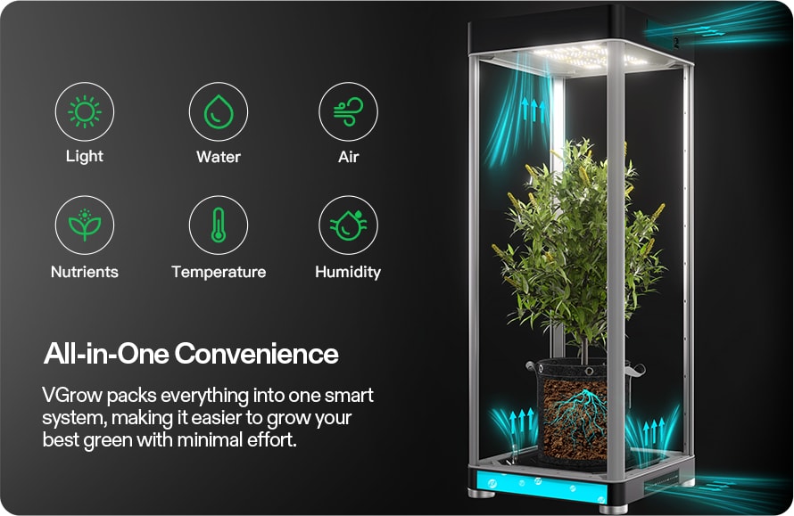 VGrow Smart Grow Box - комплект "все в одном" для выращивания куста (45.7x45.7x121.9 см.)
