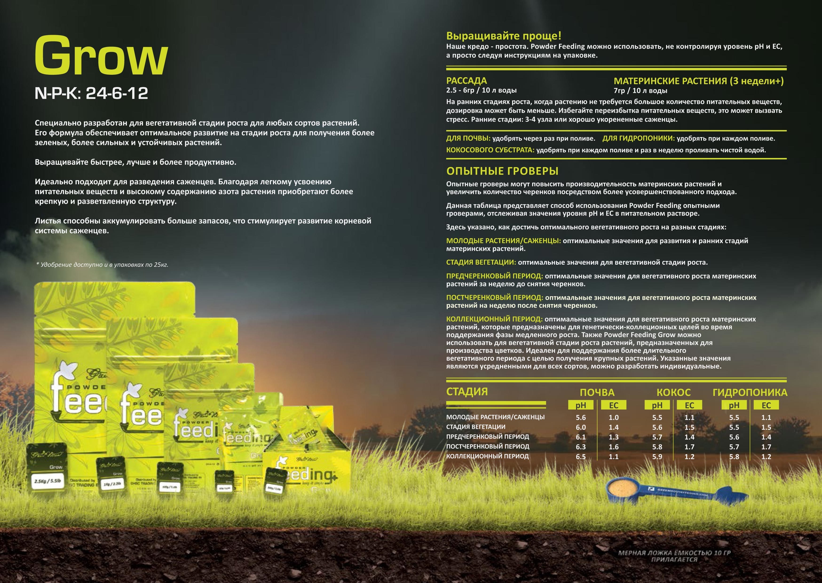 Удобрения Green House Grow (стадия роста)