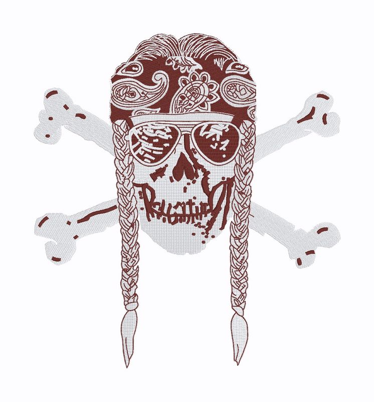 Skull and Crossbones with Braids