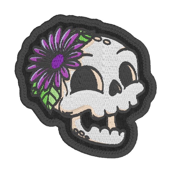 Skull with Violet Crown Flower Patch