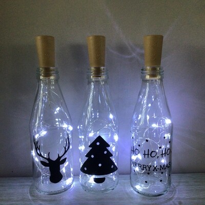 Fles met lampjes klein (3stuks)