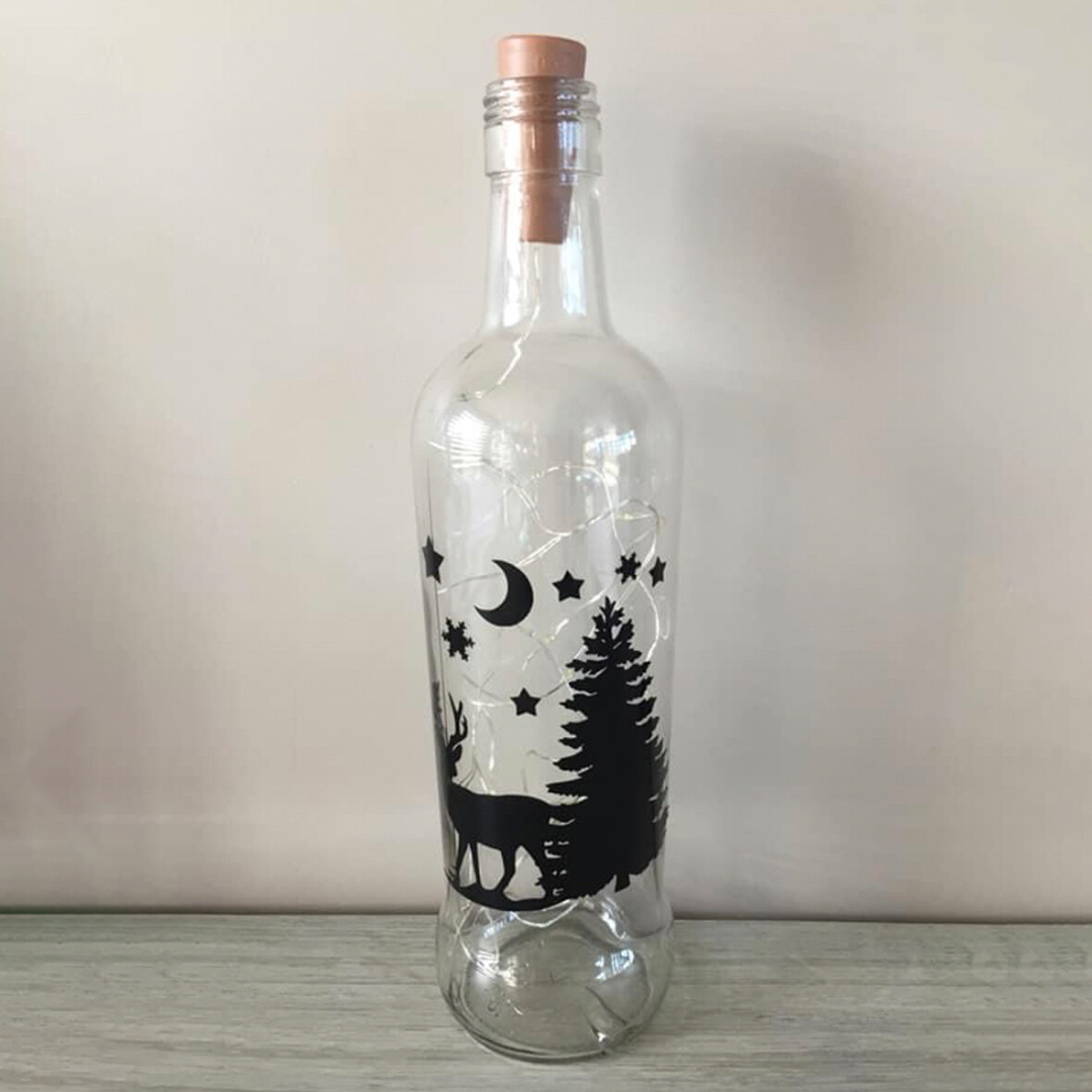 Fles met tekst en lampjes groot