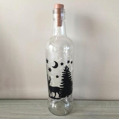 Fles met tekst en lampjes groot Fles met tekst en lampjes groot