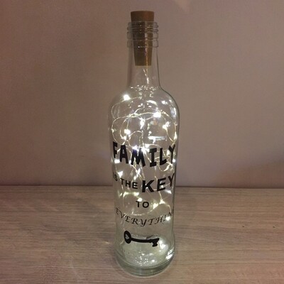 Fles met tekst en lampjes groot