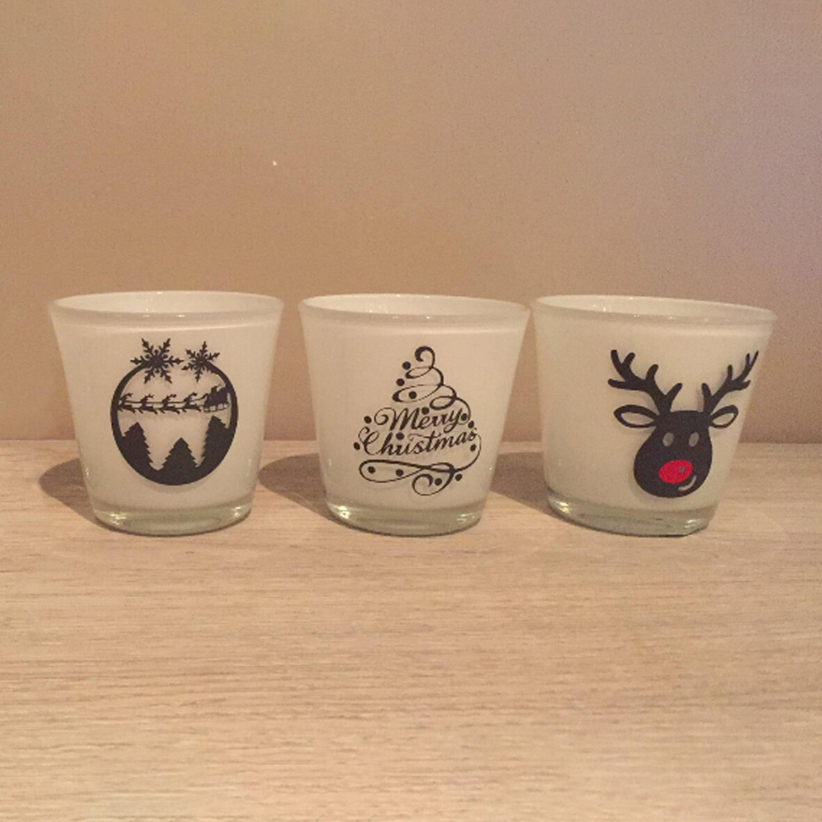 Theelichthouder met tekst (3stuks)