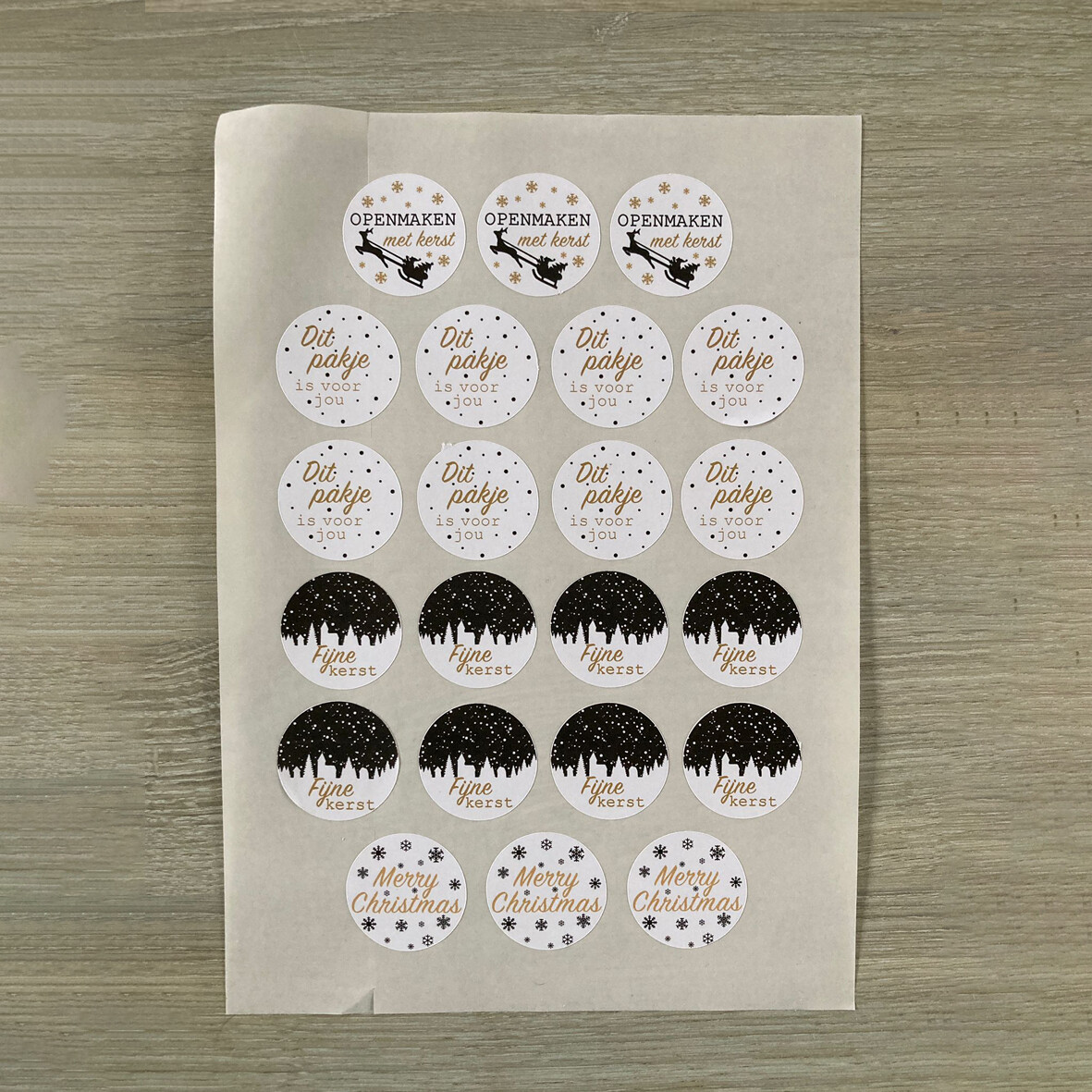 Ronde stickers Kerstmis/Nieuwjaar