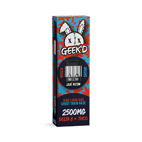 Geek'd King Louis Gas & Ghost Train Haze – Delta 8 + THC-O – Live Resin Disposable 2.5g