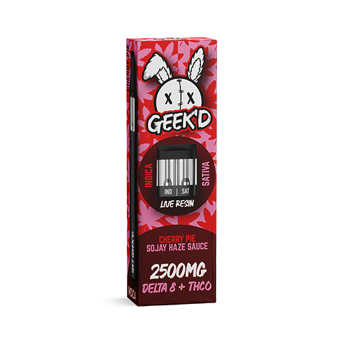 Geek'd Cherry Pie & Sojay Haze Sauce – Delta 8 + THC-O – Live Resin Disposable 2.5g