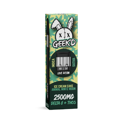 Geek'd Ice Cream Cake & Animal Mints – Delta 8 + THC-O – Live Resin Disposable 2.5g