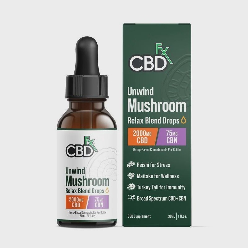 CBDfx Unwind Mushroom with CBD & CBN Tincture 2000mg