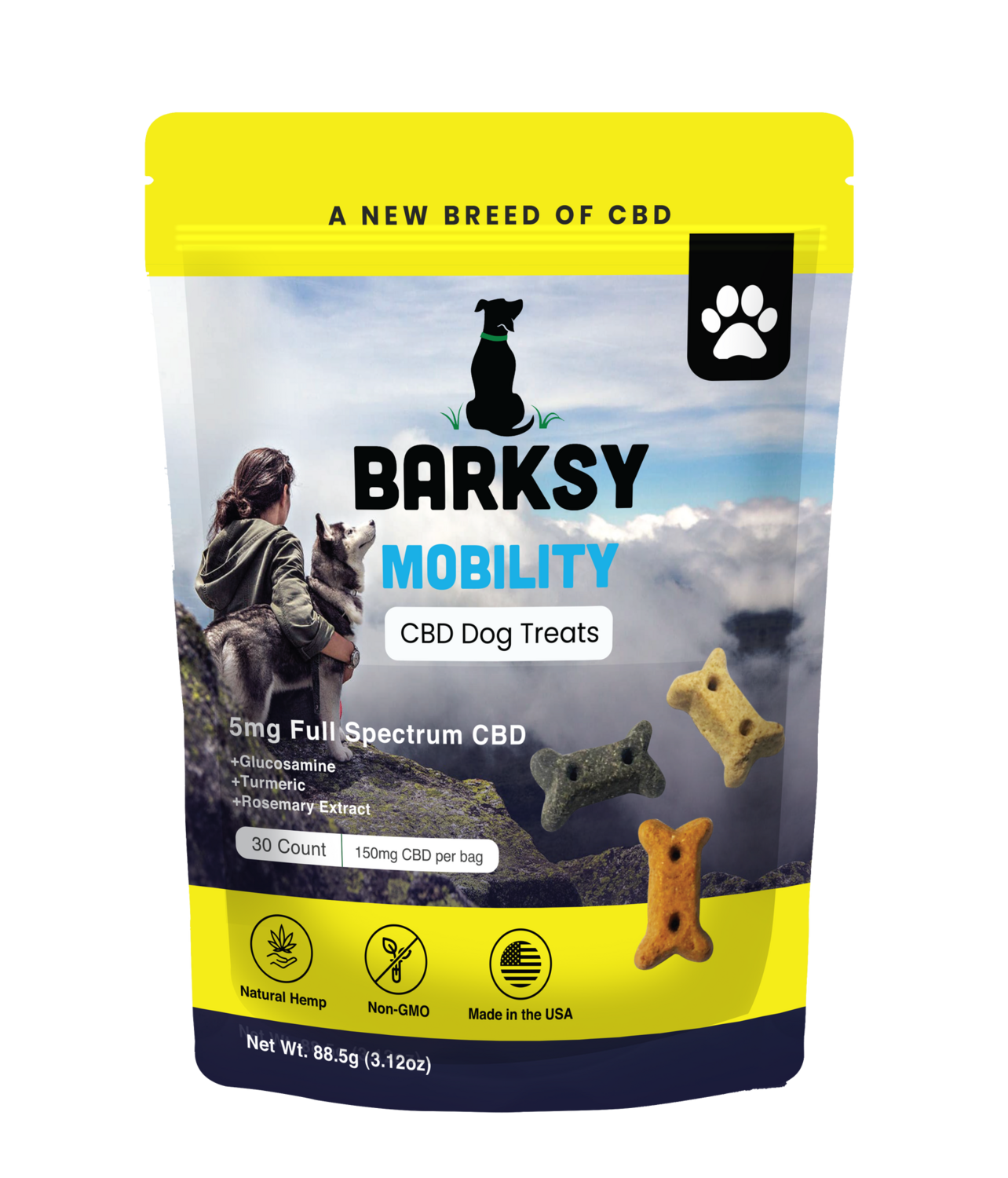 Barksy Mobility CBD Dog Treats with Glucosamine, Turmeric & Rosemary Extract
