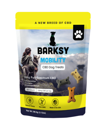 Barksy Mobility CBD Dog Treats with Glucosamine, Turmeric & Rosemary Extract