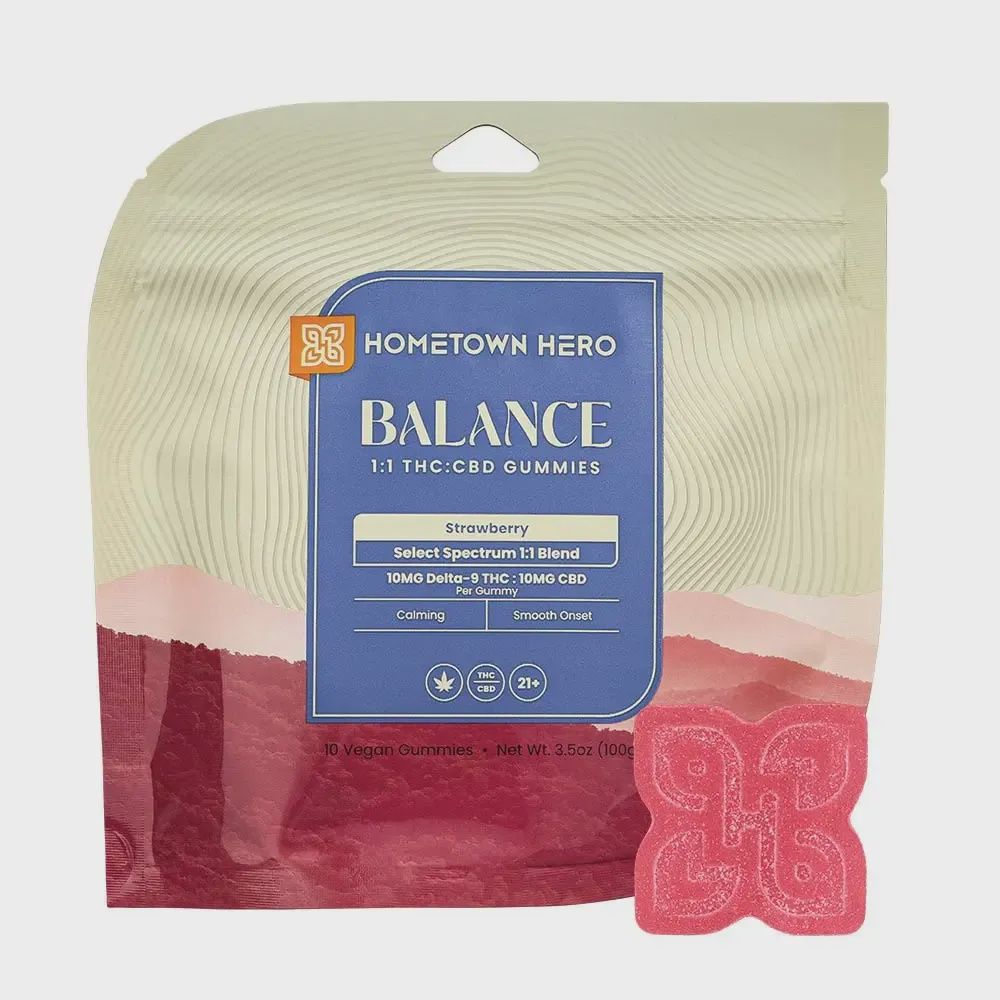Hometown Hero Balance Delta 9 Strawberry Gummies