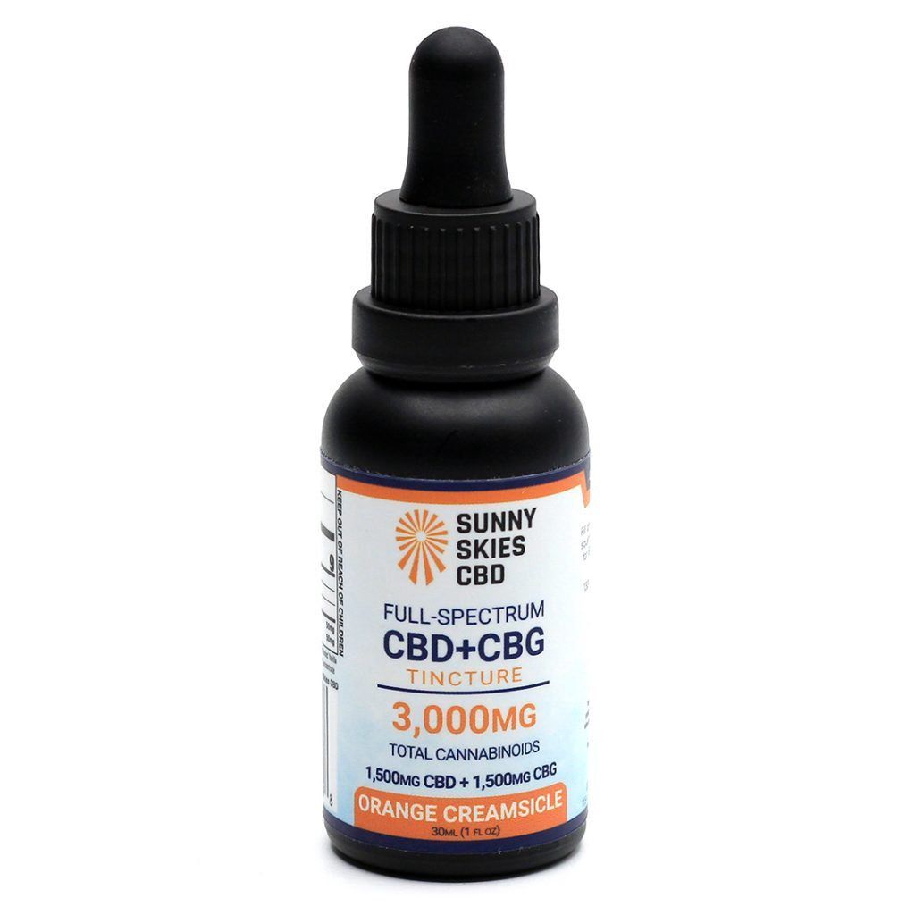 Sunny Skies CBD+CBG Oil FULL SPECTRUM 3000mg Total (1500mg each) ORANGE CREAMSICLE