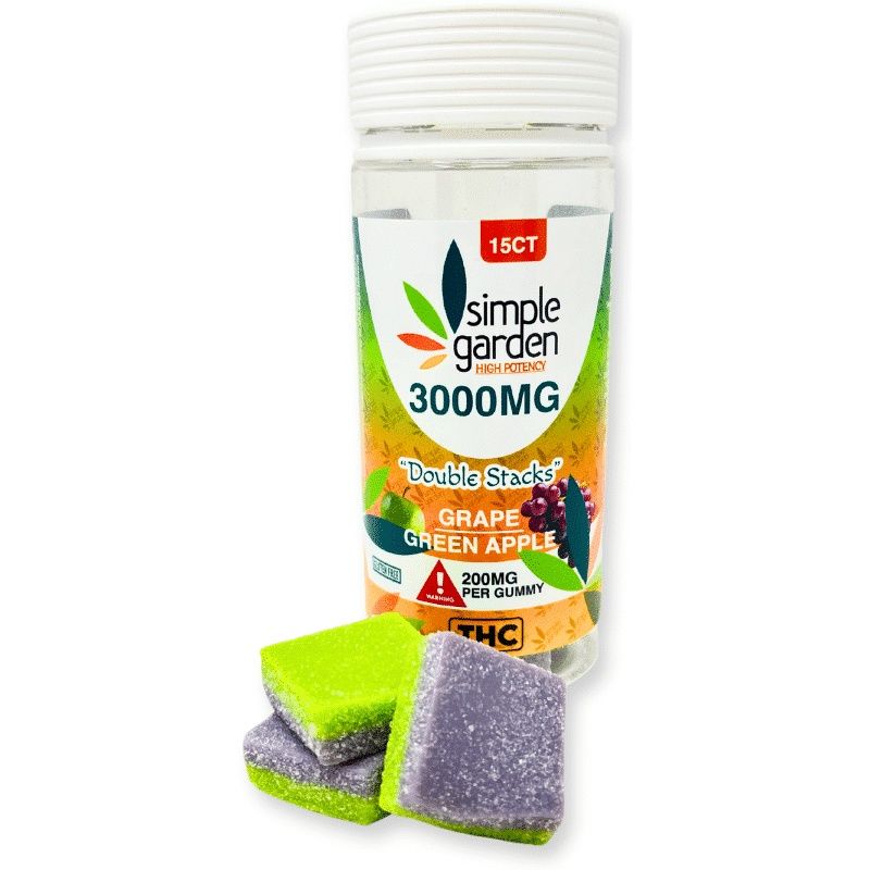 Simple Garden 200MG Double Stack Gummies Grape/Green Apple 15CT