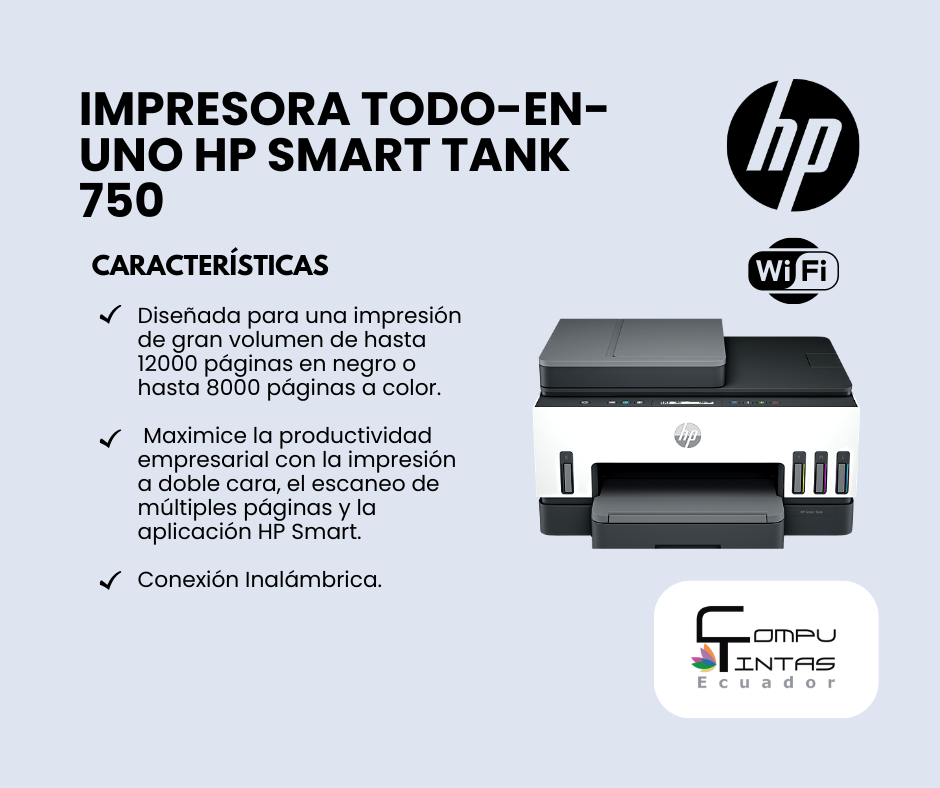Impresora Todo-en-uno HP Smart Tank 750