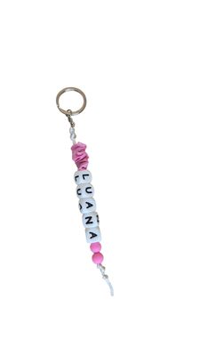 Porta-Chaves com Nome Estampa Rosa Flores