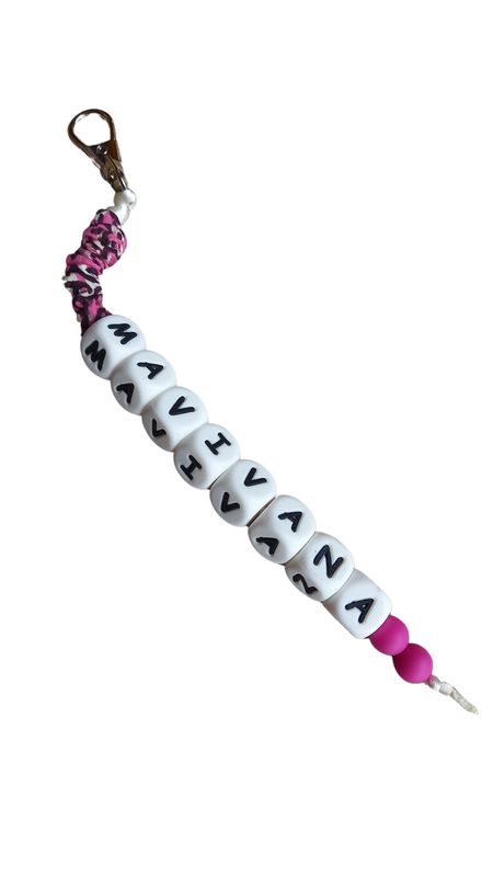 Porta-Chaves com Nome Estampa Rosa