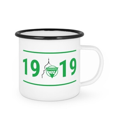 ​Emailletasse mit farbigem Tassenrand
