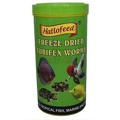 HALLO FEED  Freeze Dried Tubifex Worms 12GM, Dry Adult Fish Food