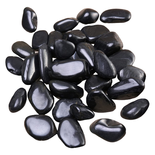 CAP Decorative Polished Shiny Smooth Glass Pebble Stones Blackcolor