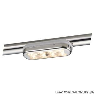 Plafoniera Bimini inox compatta a 8 LED fondo curvo, con interruttore