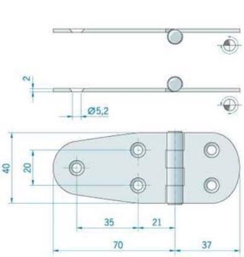 CERNIERA INOX mm.105x38