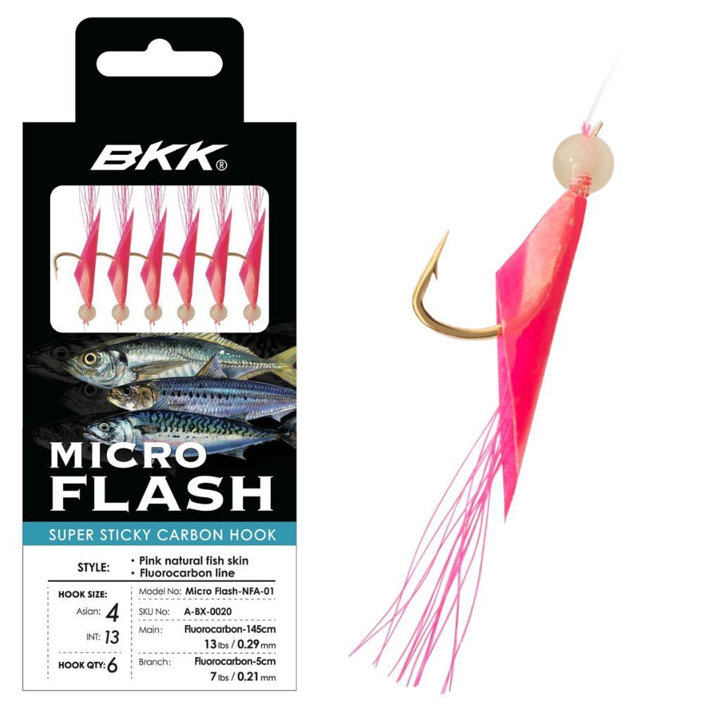 MICRO FLASH - NFA02 (Pink Natural Fish Skin + Green resin - Fluorocarbon)