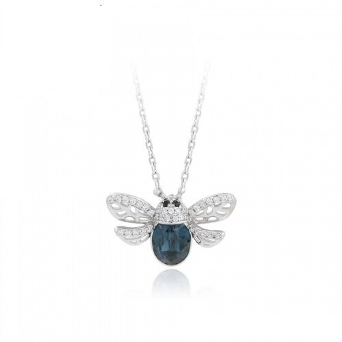 Crystal Bee  Necklace, Color: Silver Bee