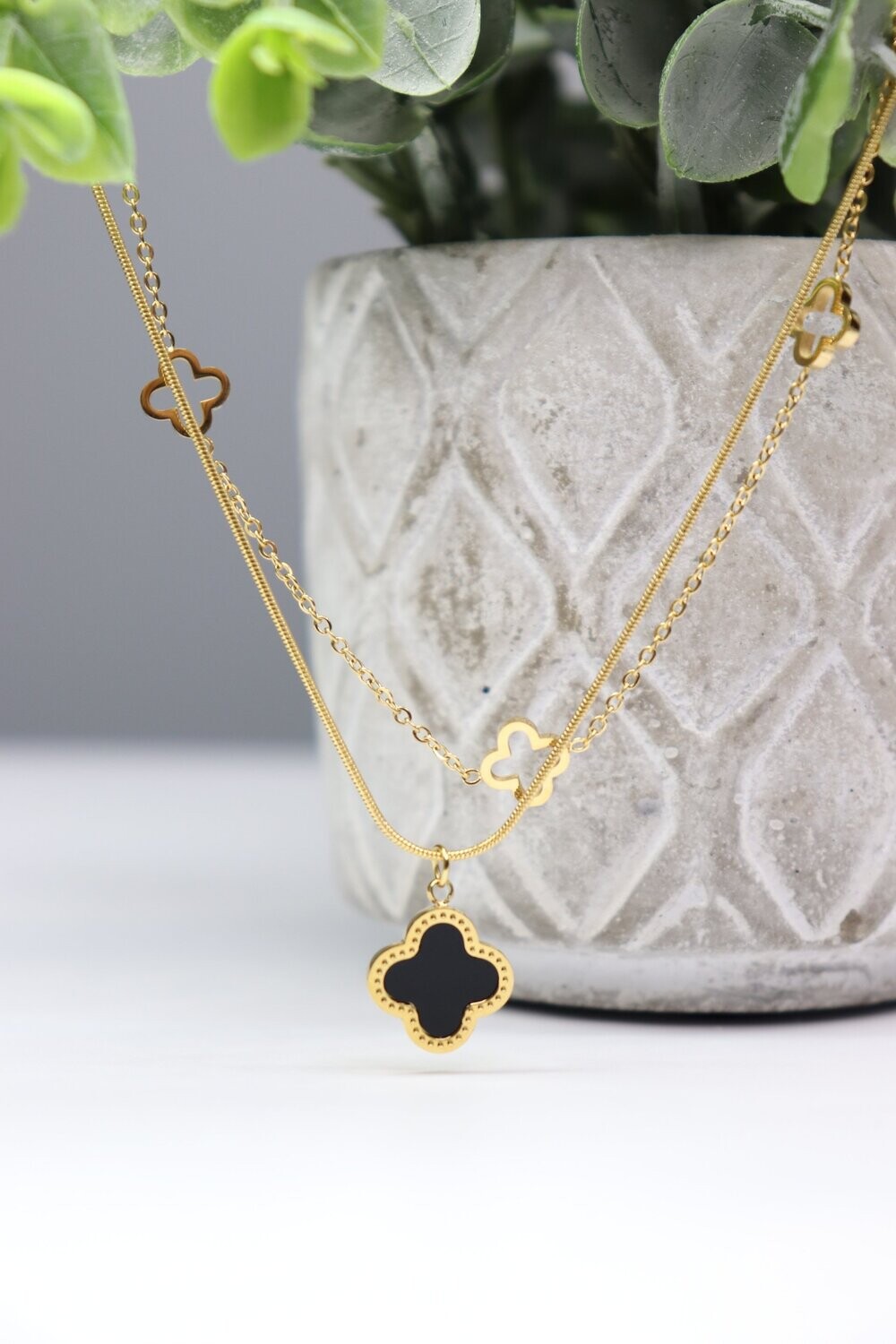 Black Clover Double Chain Choker Necklace