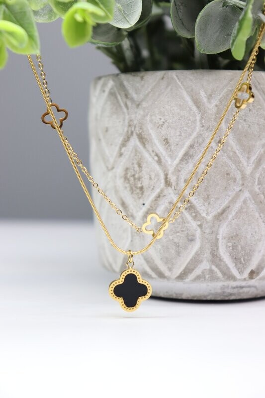 Black Clover Double Chain Choker Necklace