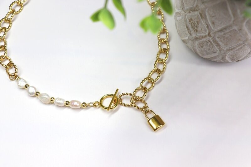 Pearl Love Lock Necklace