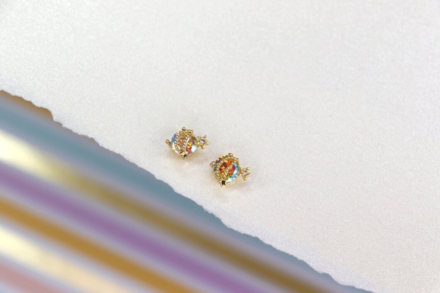 Dreaming Aura Moon Studs, Color: Gold Dreaming Moon Studs