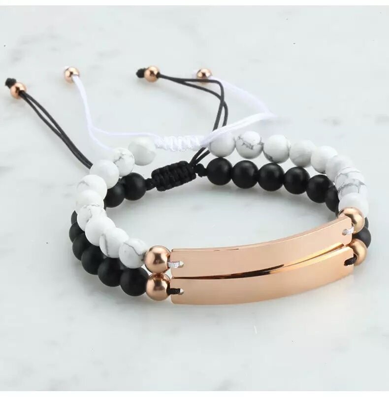Adjustable Natural Stone Bar Bracelet