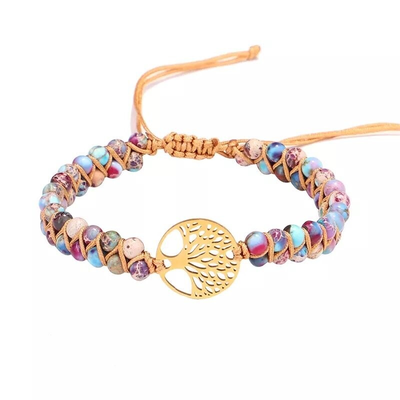 Natural Jasper Tree of Life Bracelet