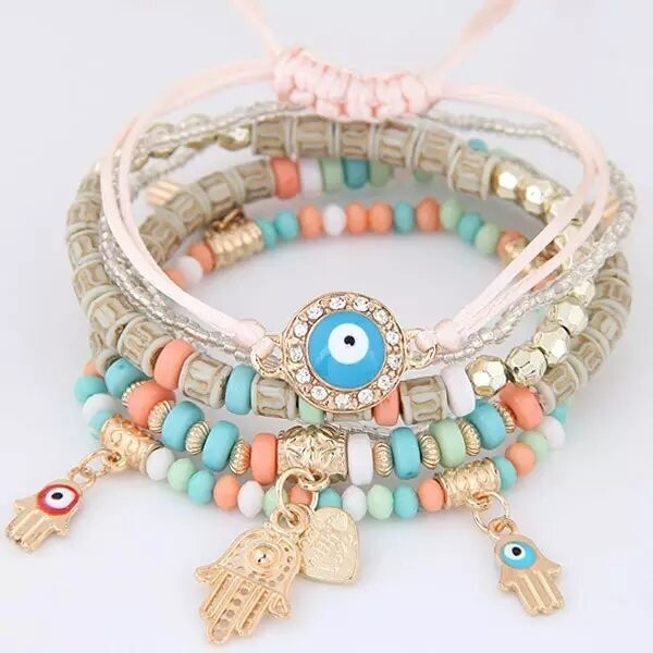 Evil Eye Protection 6-Piece Stackable Bracelet