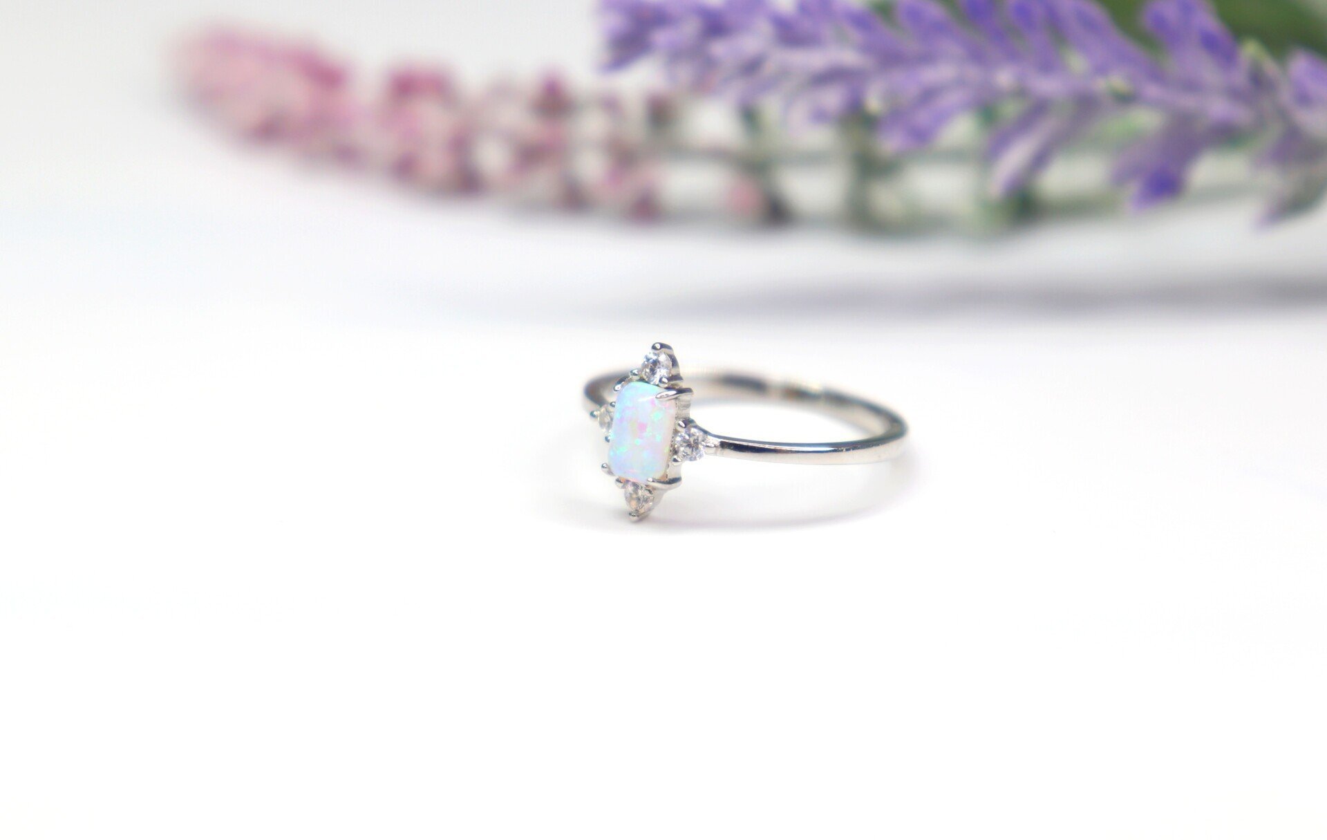 Magnolia White Opal Ring