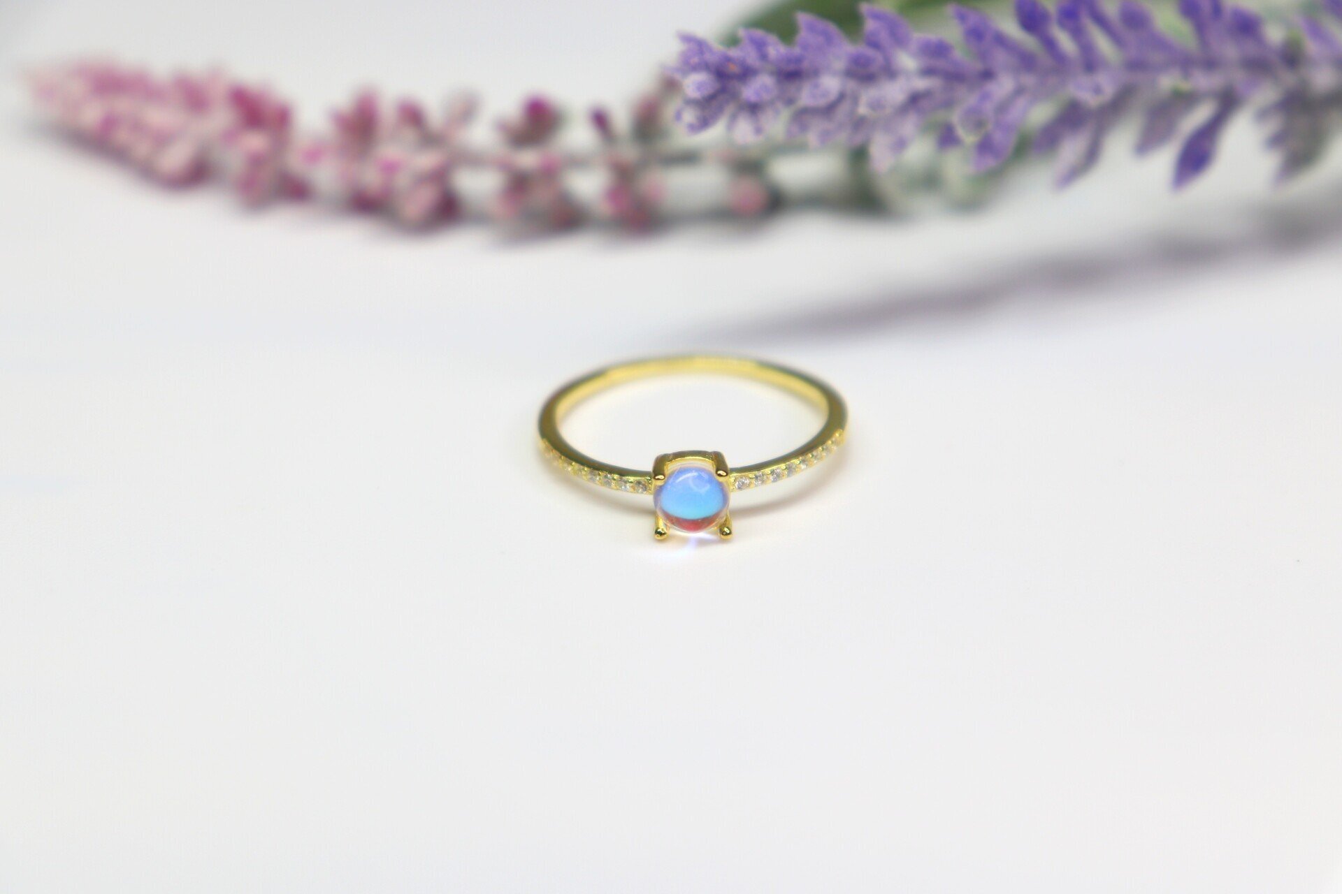 Rainbow Moonstone  Fantasy Ring