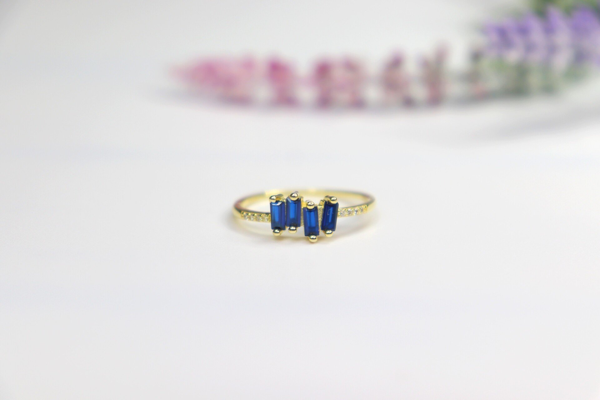 Baguette Sapphire Minimalist Ring
