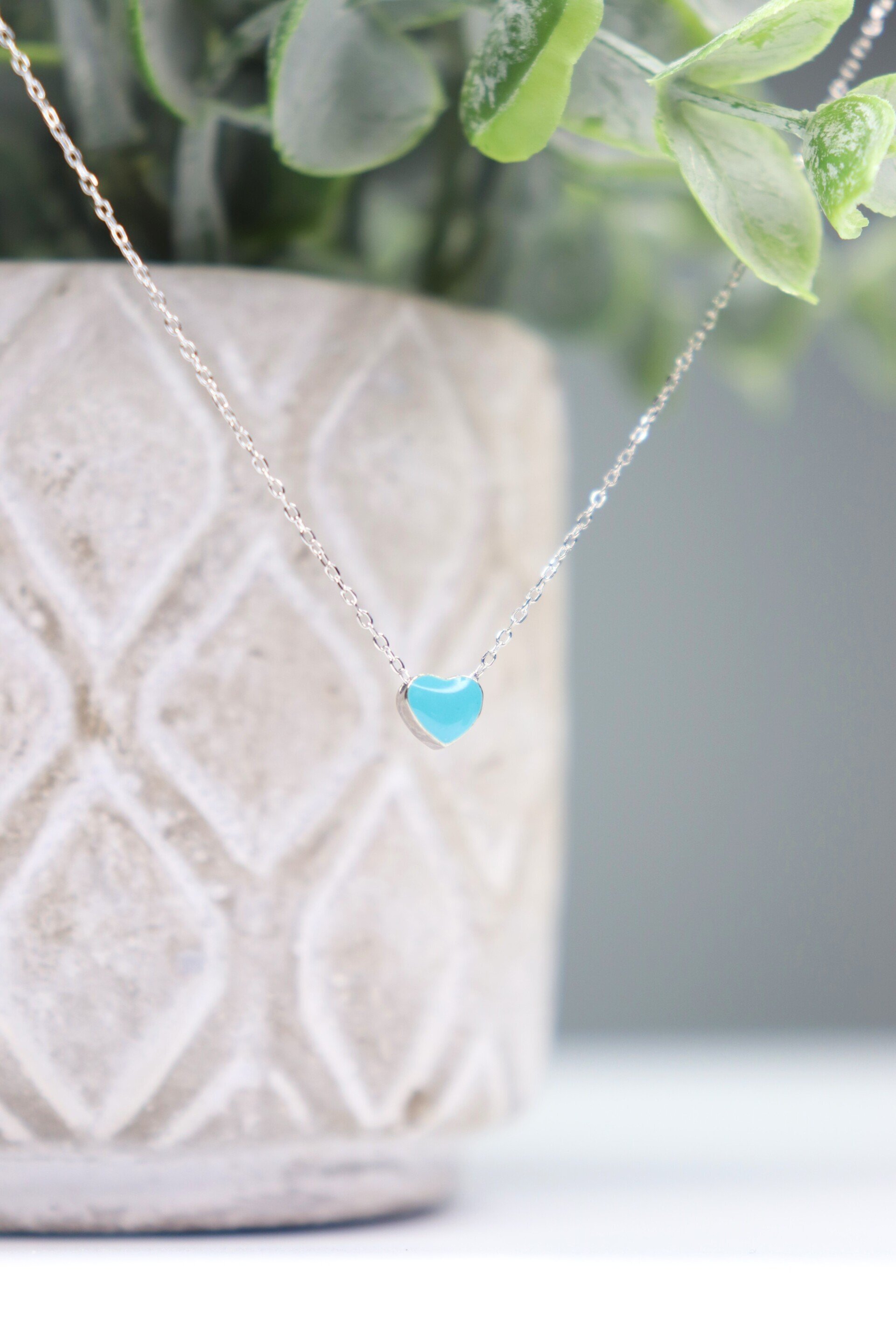 Teal Lovers ​Heart Necklace