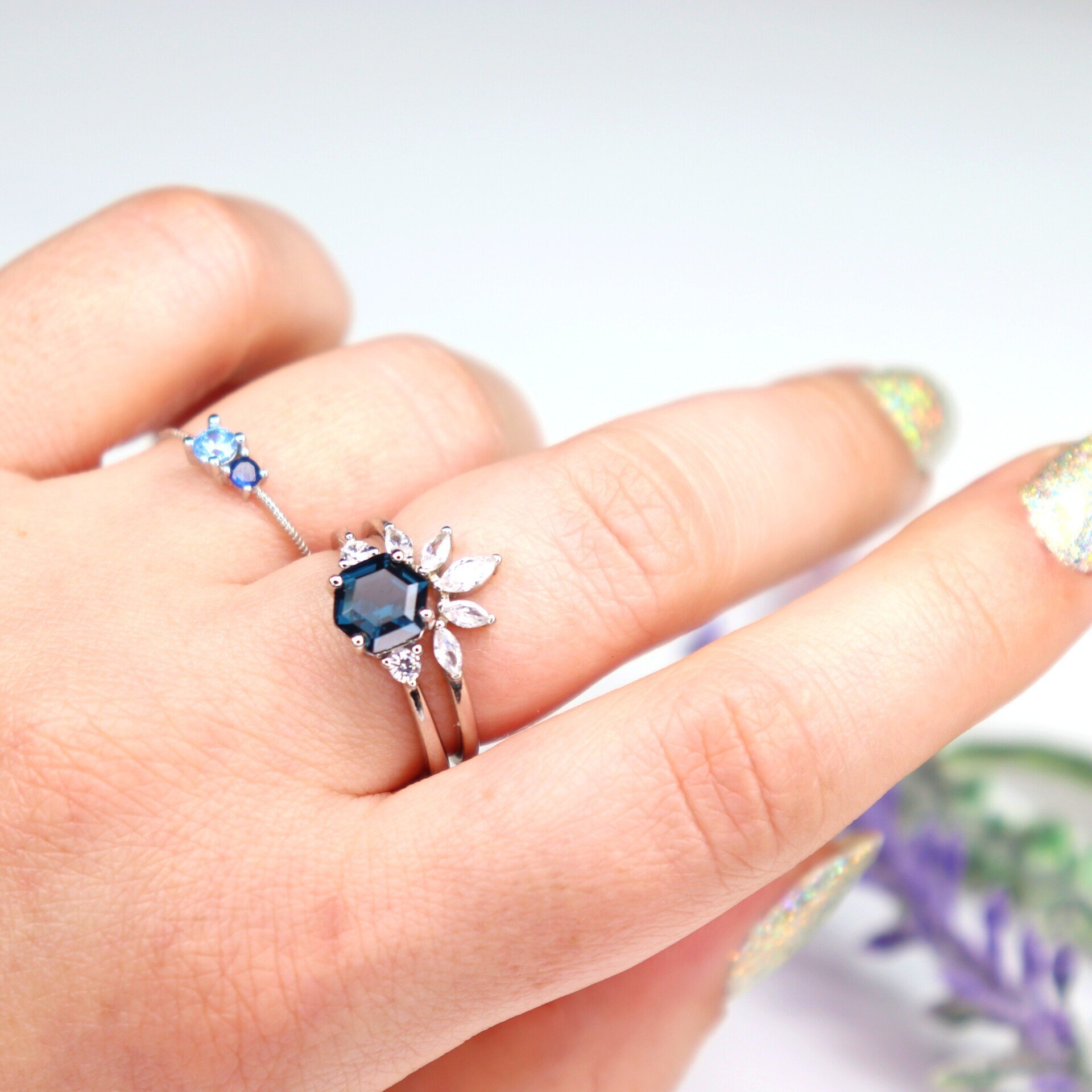London Blue 2CT Hexagon Cut Ring